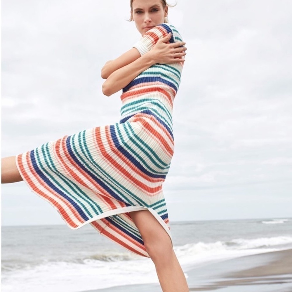 NWOT Rue Stiic Iris Knit Polo Dress in Yves Stripe - S